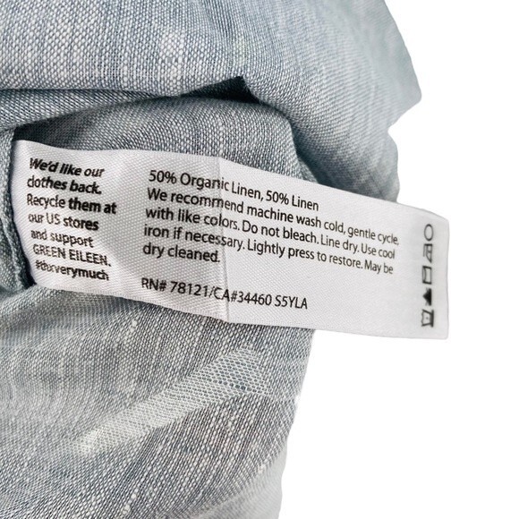 Eileen Fisher Size M Petite Organic Linen Button Down Shirt Light Blue Coastal - Picture 5 of 7